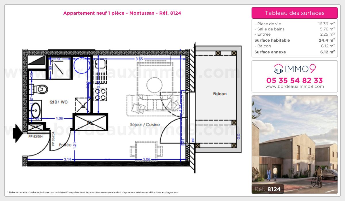 Plan et surfaces, Programme neuf Montussan Référence n° 8124