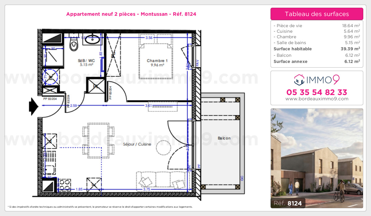 Plan et surfaces, Programme neuf Montussan Référence n° 8124