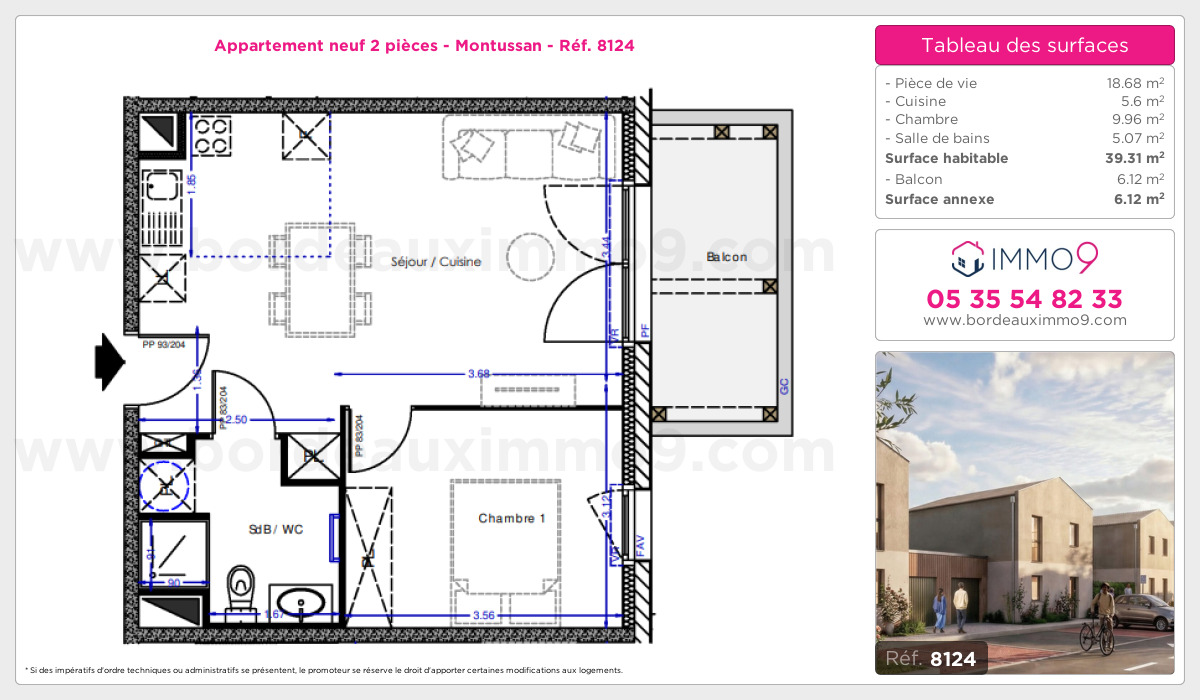 Plan et surfaces, Programme neuf Montussan Référence n° 8124