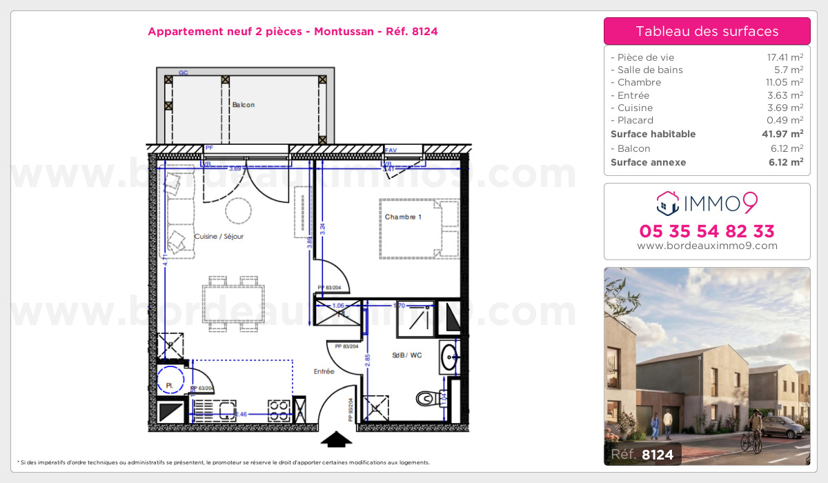 Plan et surfaces, Programme neuf Montussan Référence n° 8124