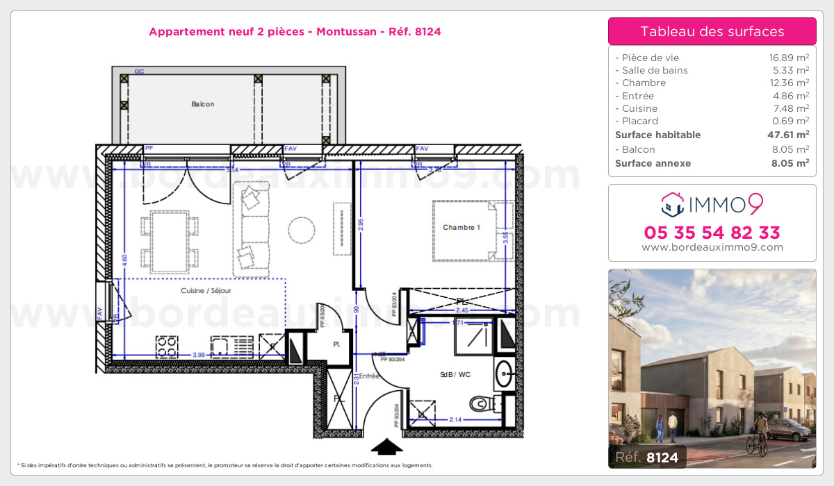 Plan et surfaces, Programme neuf Montussan Référence n° 8124