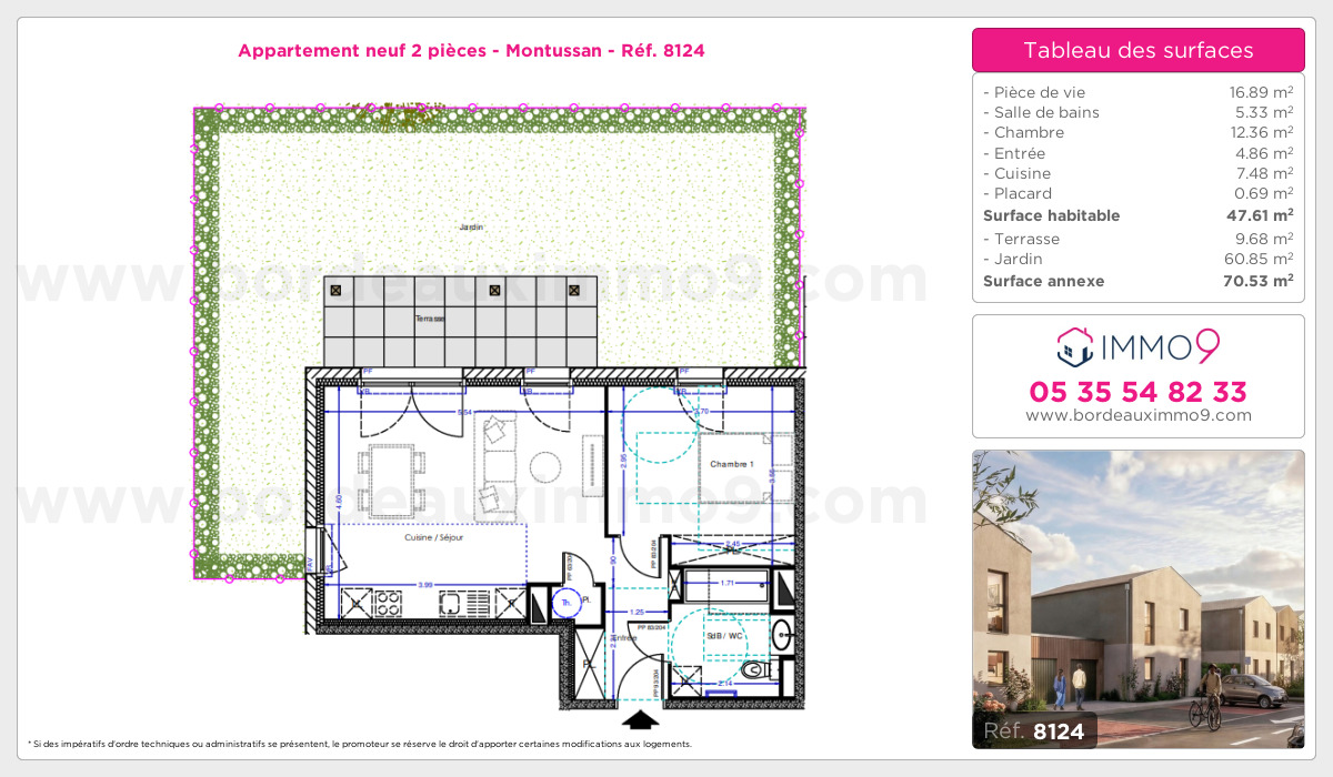 Plan et surfaces, Programme neuf Montussan Référence n° 8124