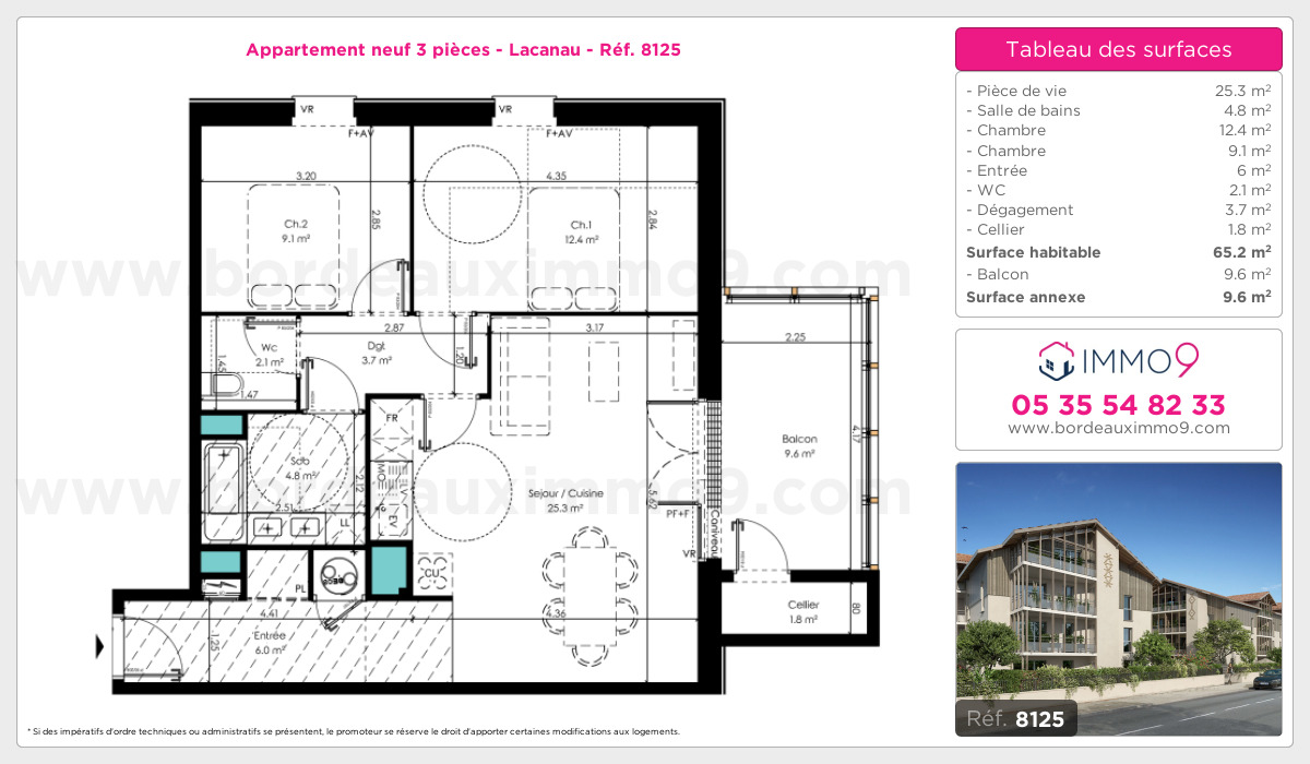 Plan et surfaces, Programme neuf Lacanau Référence n° 8125