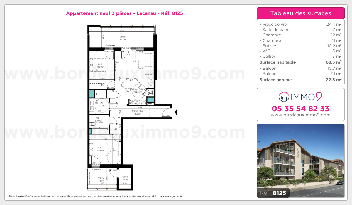 Plan et surfaces, Programme neuf Lacanau Référence n° 8125