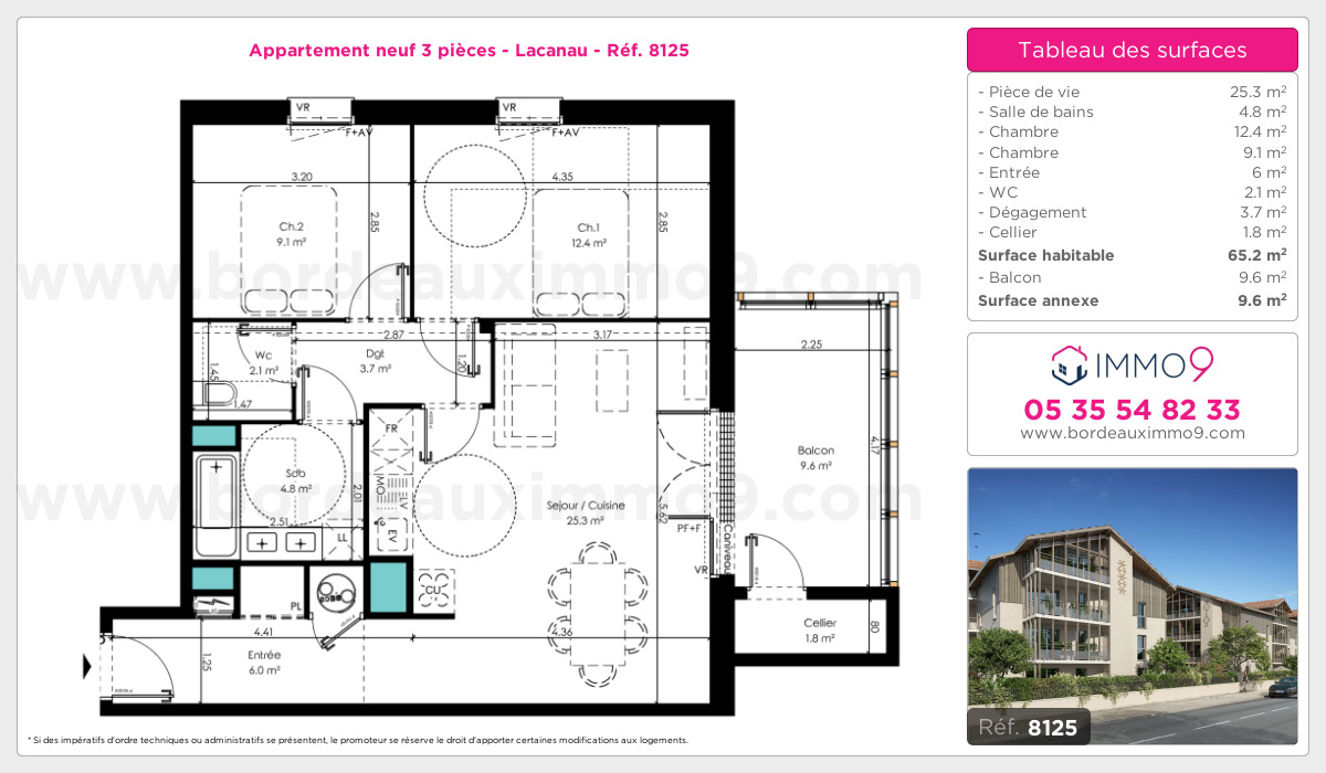 Plan et surfaces, Programme neuf Lacanau Référence n° 8125