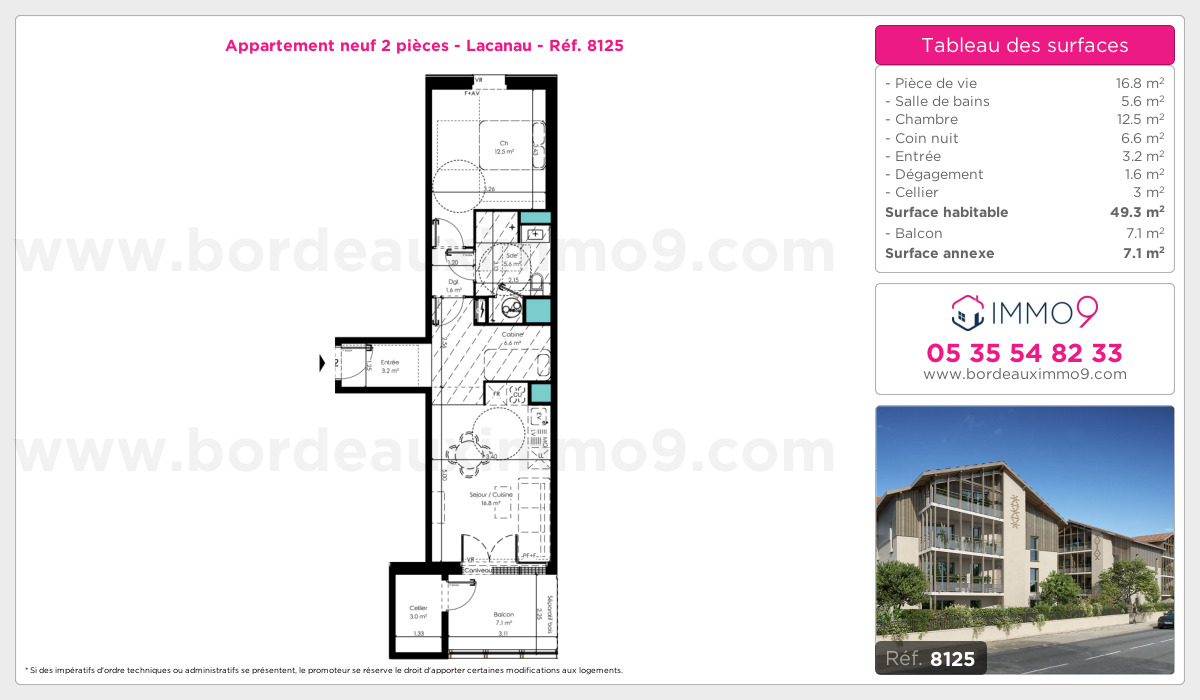 Plan et surfaces, Programme neuf Lacanau Référence n° 8125