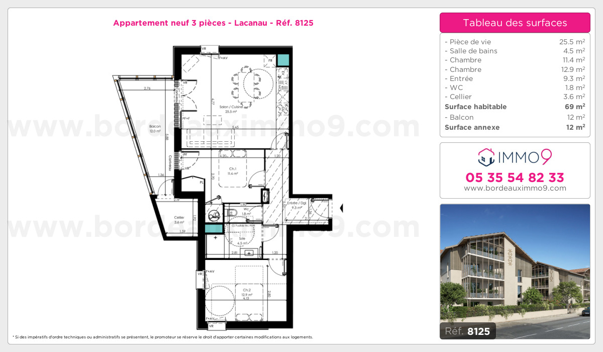 Plan et surfaces, Programme neuf Lacanau Référence n° 8125