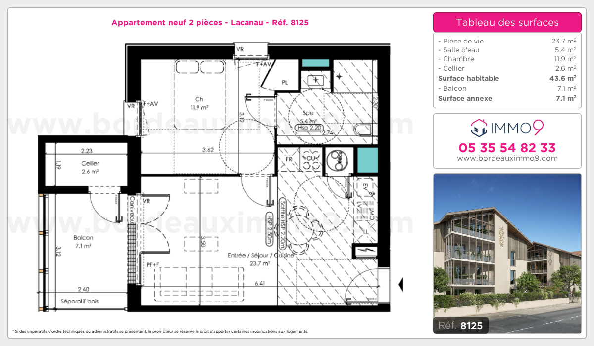 Plan et surfaces, Programme neuf Lacanau Référence n° 8125