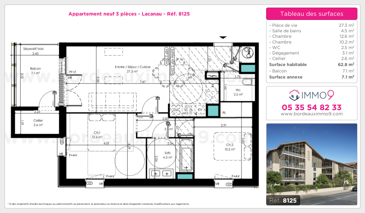 Plan et surfaces, Programme neuf Lacanau Référence n° 8125