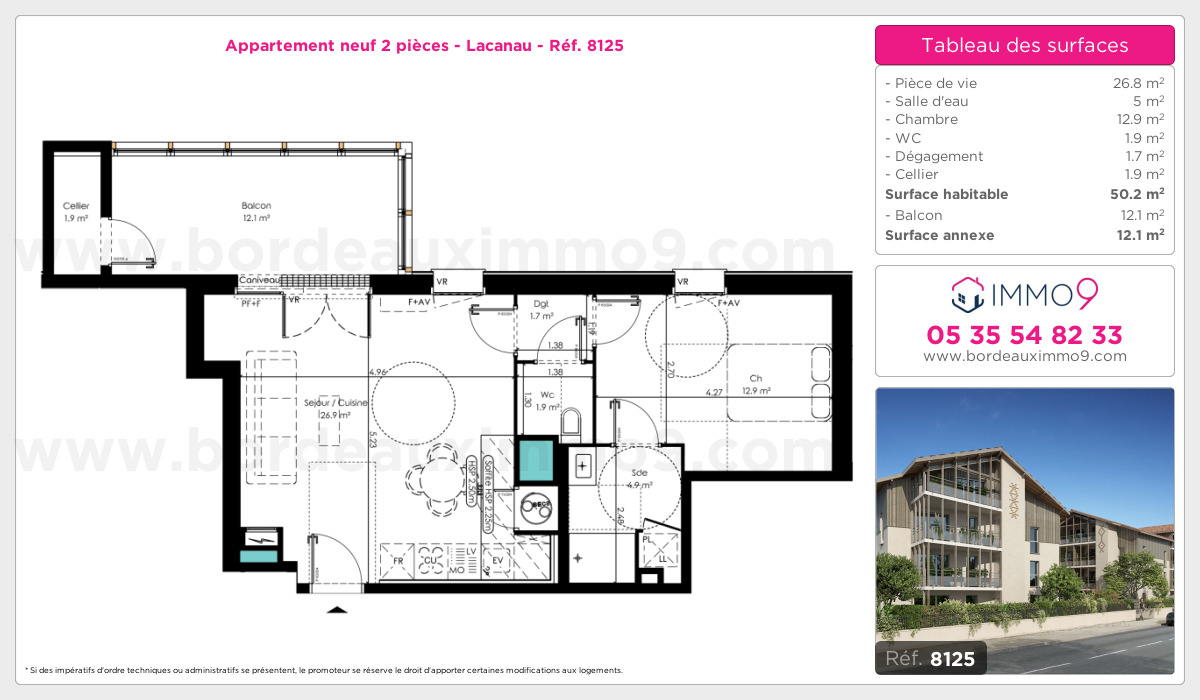 Plan et surfaces, Programme neuf Lacanau Référence n° 8125