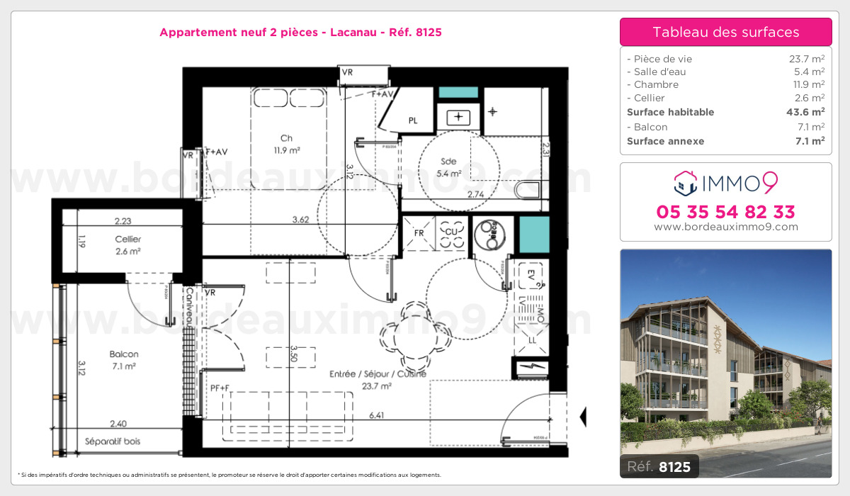 Plan et surfaces, Programme neuf Lacanau Référence n° 8125