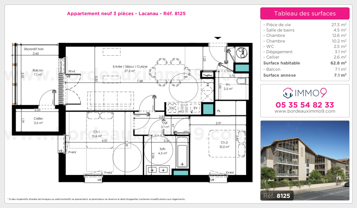 Plan et surfaces, Programme neuf Lacanau Référence n° 8125