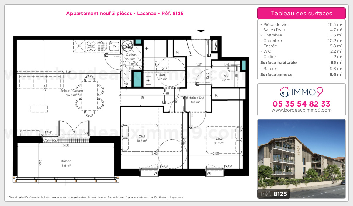 Plan et surfaces, Programme neuf Lacanau Référence n° 8125