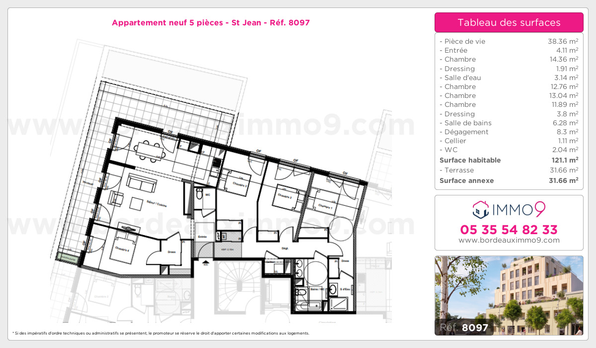 Plan et surfaces, Programme neuf Bordeaux : St Jean Référence n° 8097