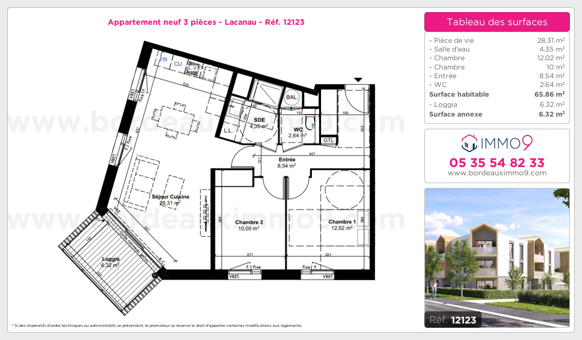 Plan et surfaces, Programme neuf Lacanau Référence n° 12123