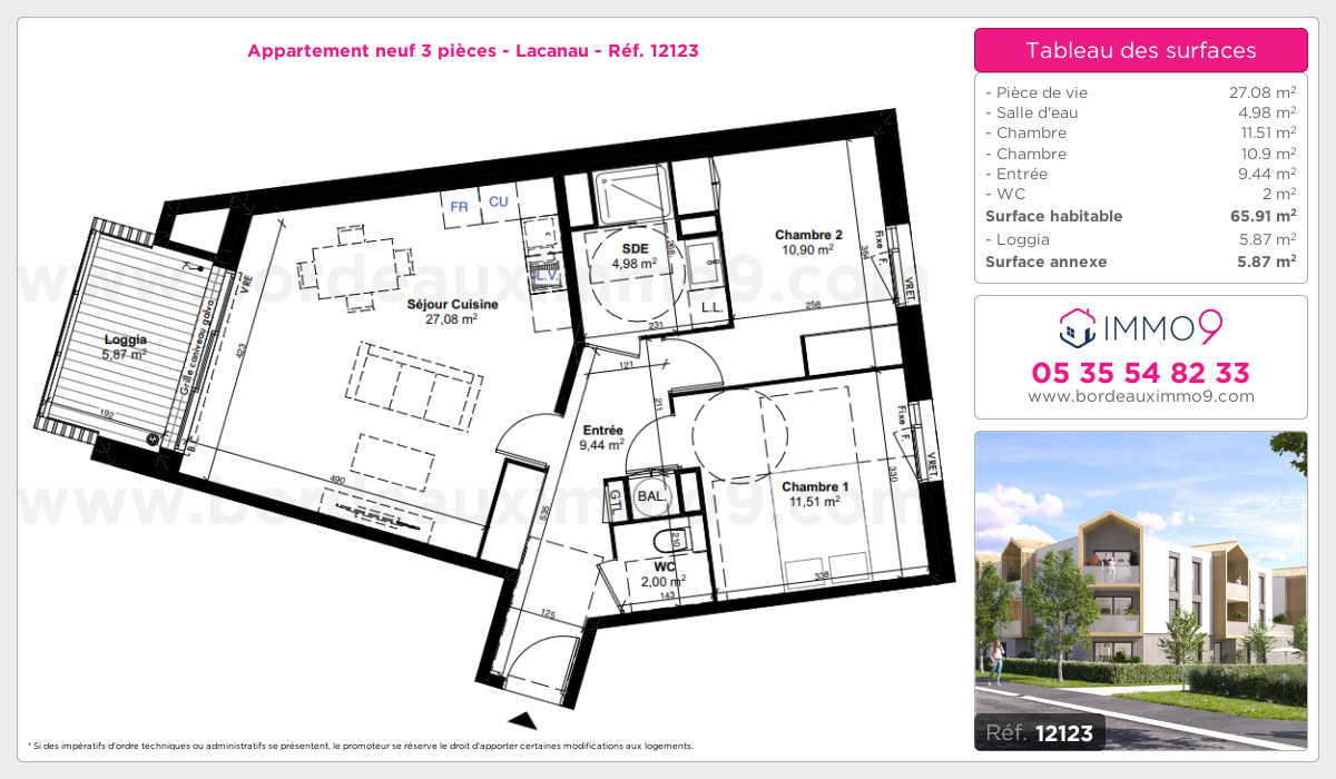 Plan et surfaces, Programme neuf Lacanau Référence n° 12123