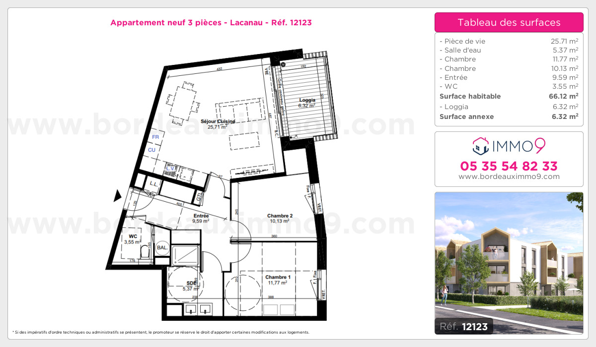 Plan et surfaces, Programme neuf Lacanau Référence n° 12123