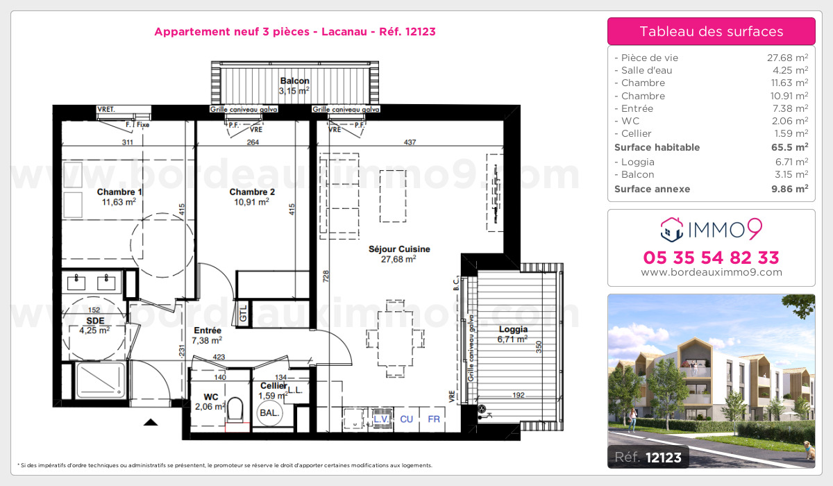 Plan et surfaces, Programme neuf Lacanau Référence n° 12123
