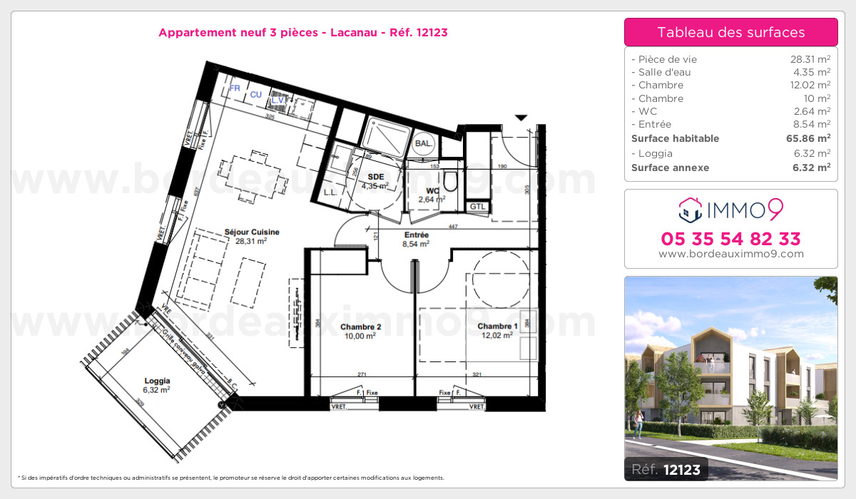 Plan et surfaces, Programme neuf Lacanau Référence n° 12123
