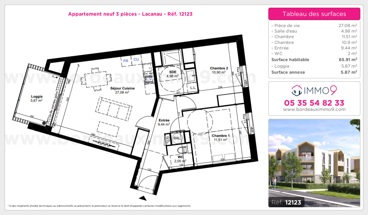 Plan et surfaces, Programme neuf Lacanau Référence n° 12123