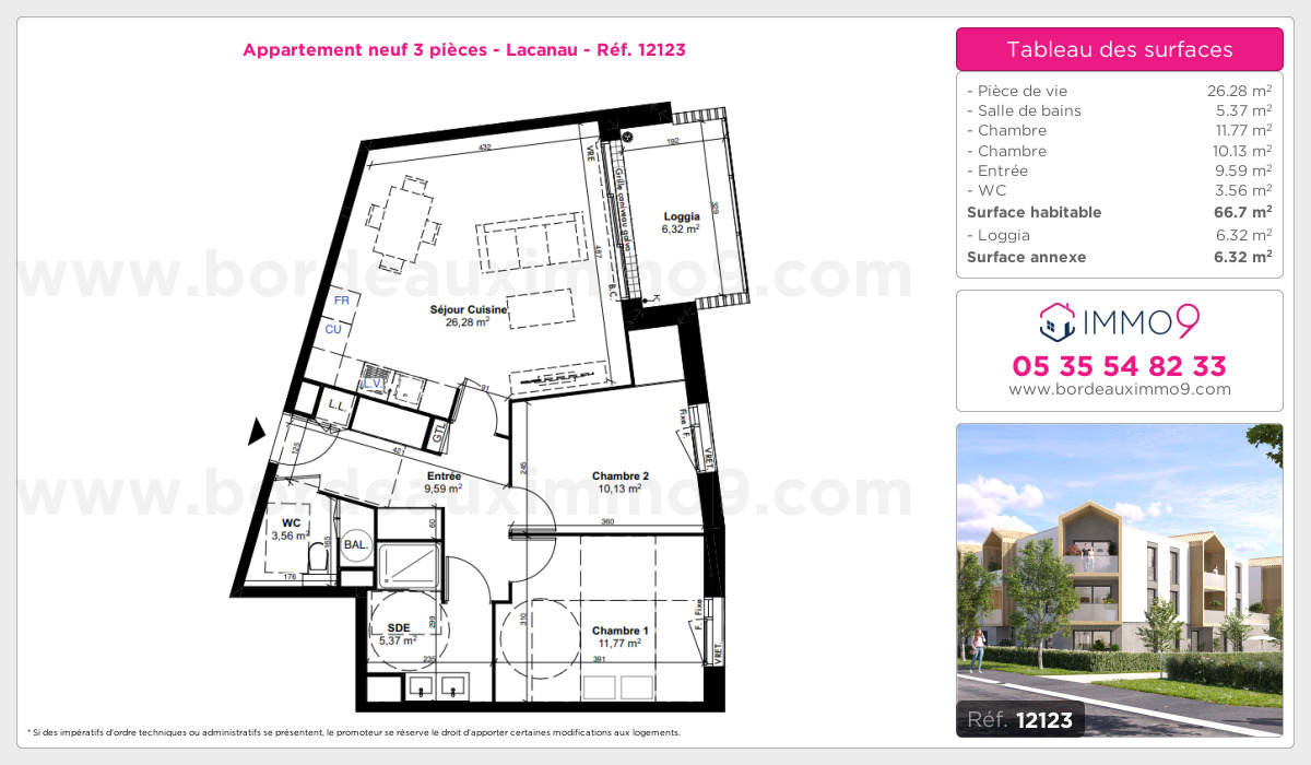 Plan et surfaces, Programme neuf Lacanau Référence n° 12123