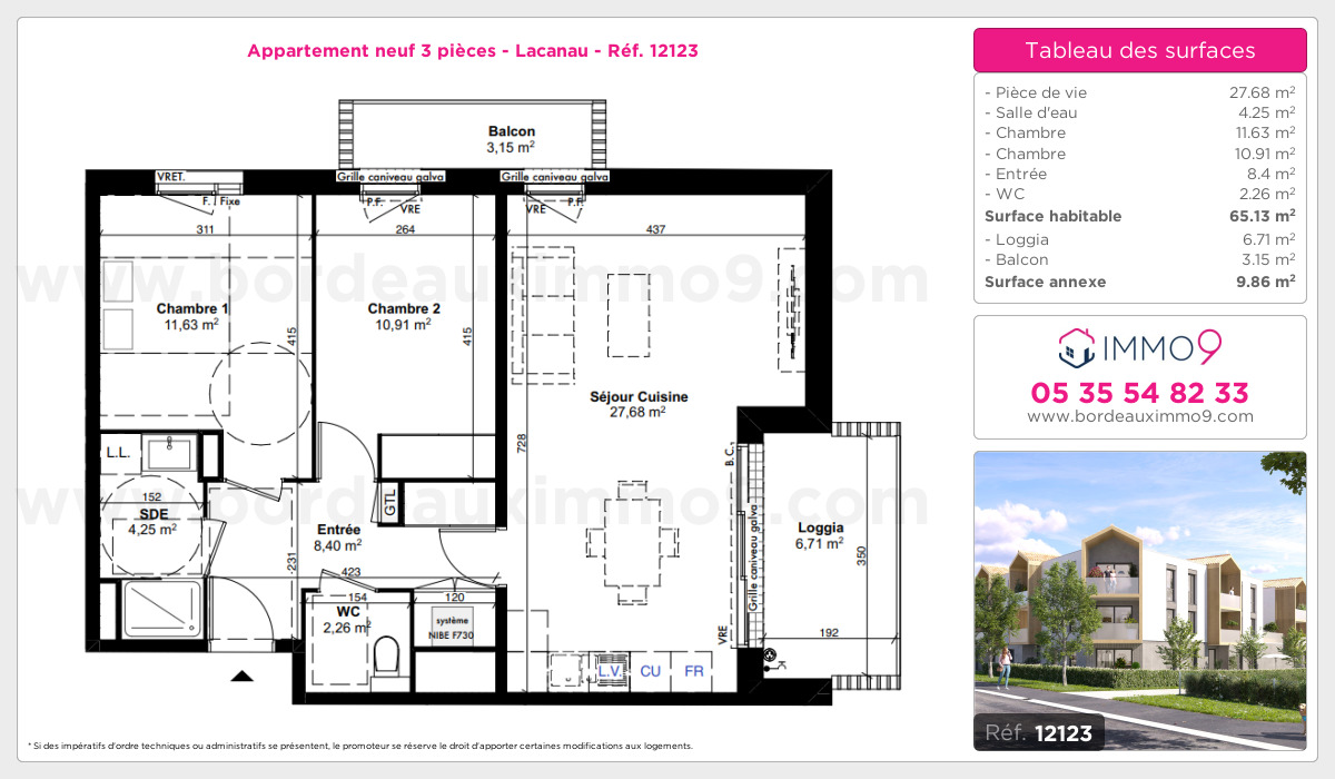 Plan et surfaces, Programme neuf Lacanau Référence n° 12123