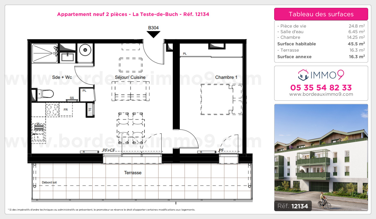 Plan et surfaces, Programme neuf Teste-de-Buch Référence n° 12134