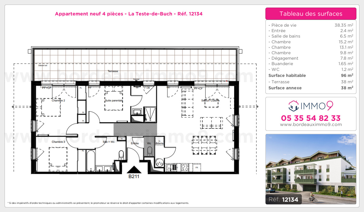 Plan et surfaces, Programme neuf Teste-de-Buch Référence n° 12134