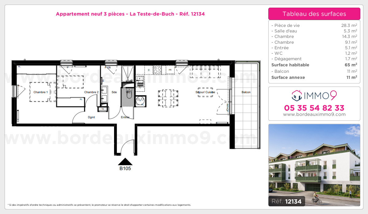 Plan et surfaces, Programme neuf Teste-de-Buch Référence n° 12134