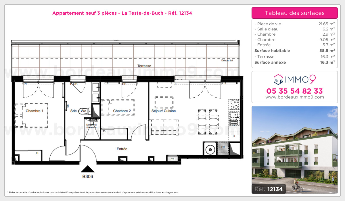 Plan et surfaces, Programme neuf Teste-de-Buch Référence n° 12134