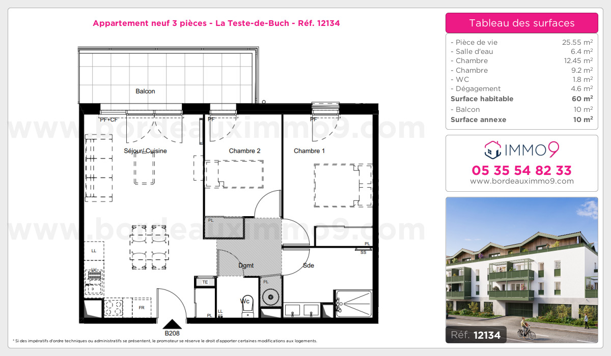 Plan et surfaces, Programme neuf Teste-de-Buch Référence n° 12134