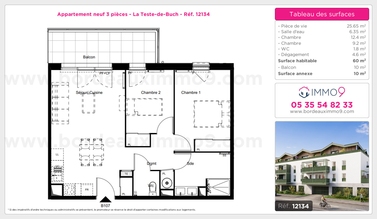 Plan et surfaces, Programme neuf Teste-de-Buch Référence n° 12134