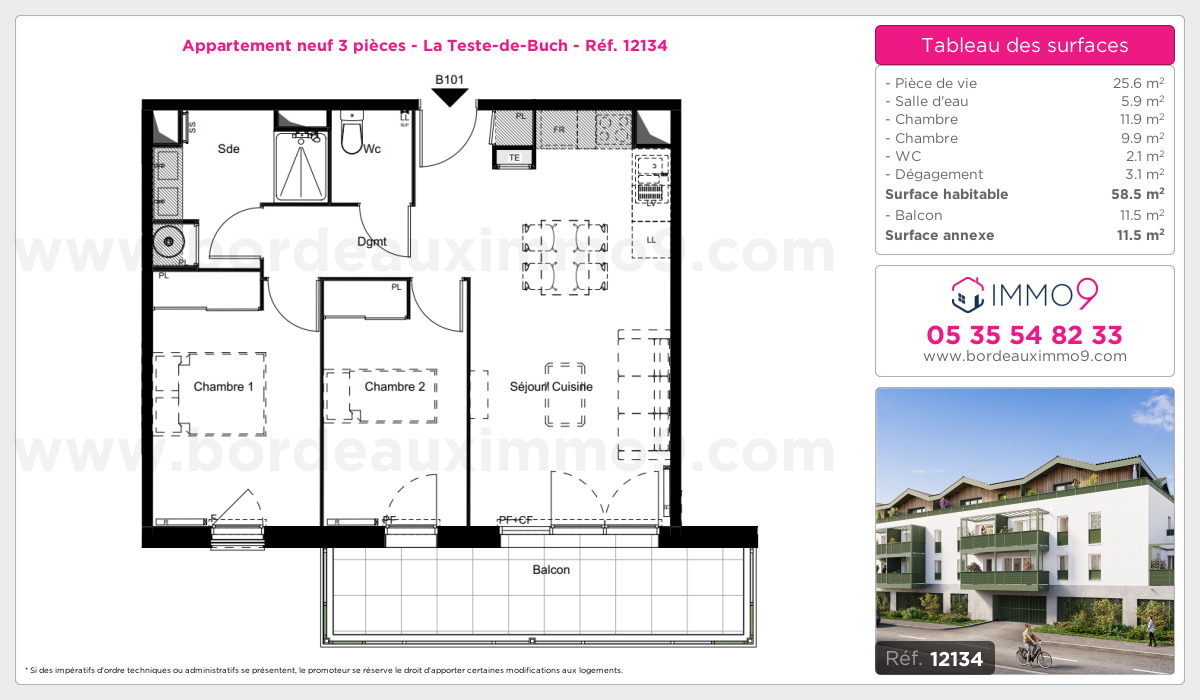 Plan et surfaces, Programme neuf Teste-de-Buch Référence n° 12134