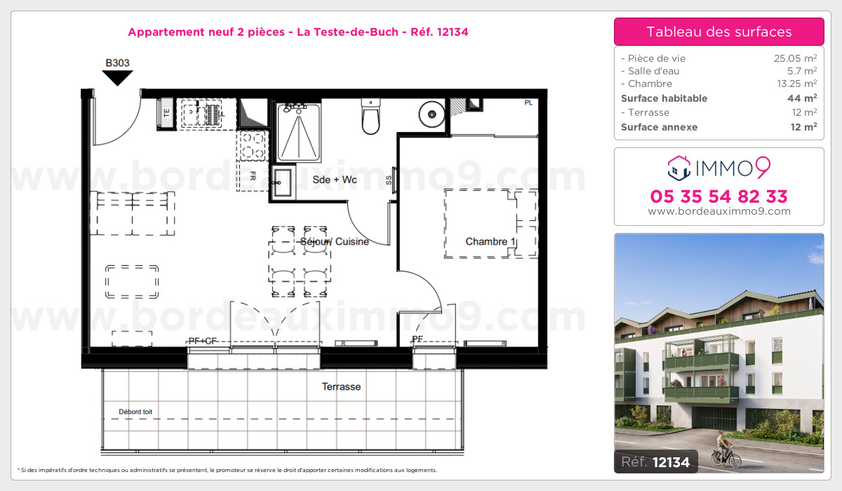 Plan et surfaces, Programme neuf Teste-de-Buch Référence n° 12134