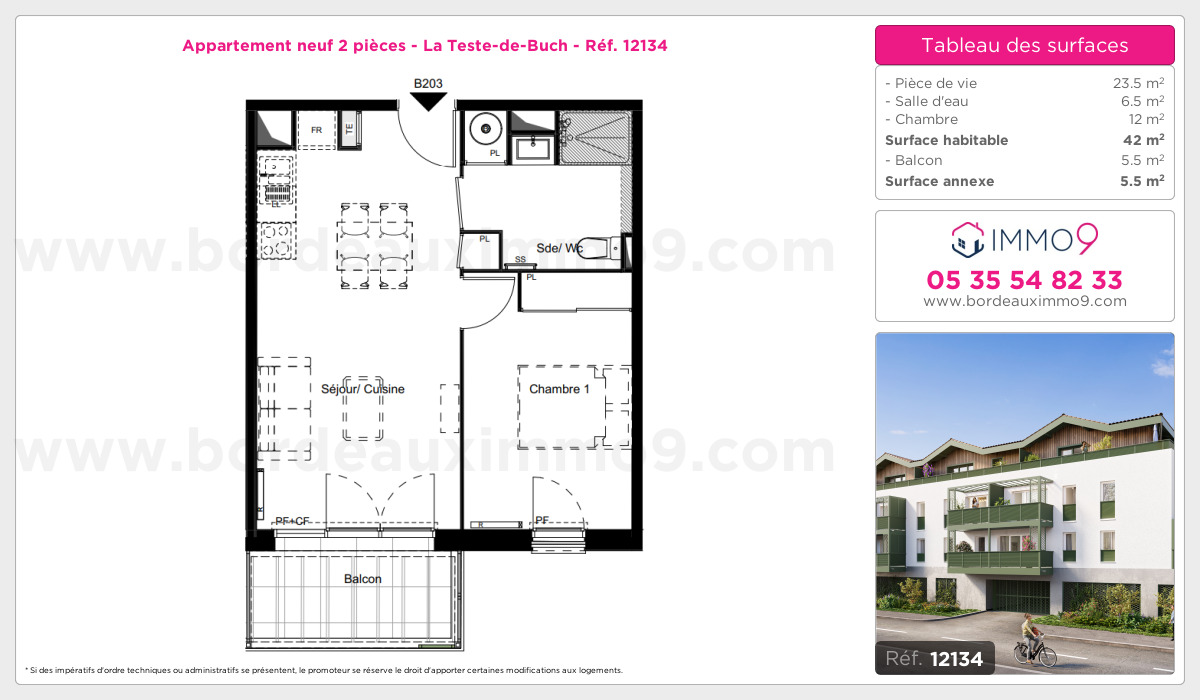Plan et surfaces, Programme neuf Teste-de-Buch Référence n° 12134