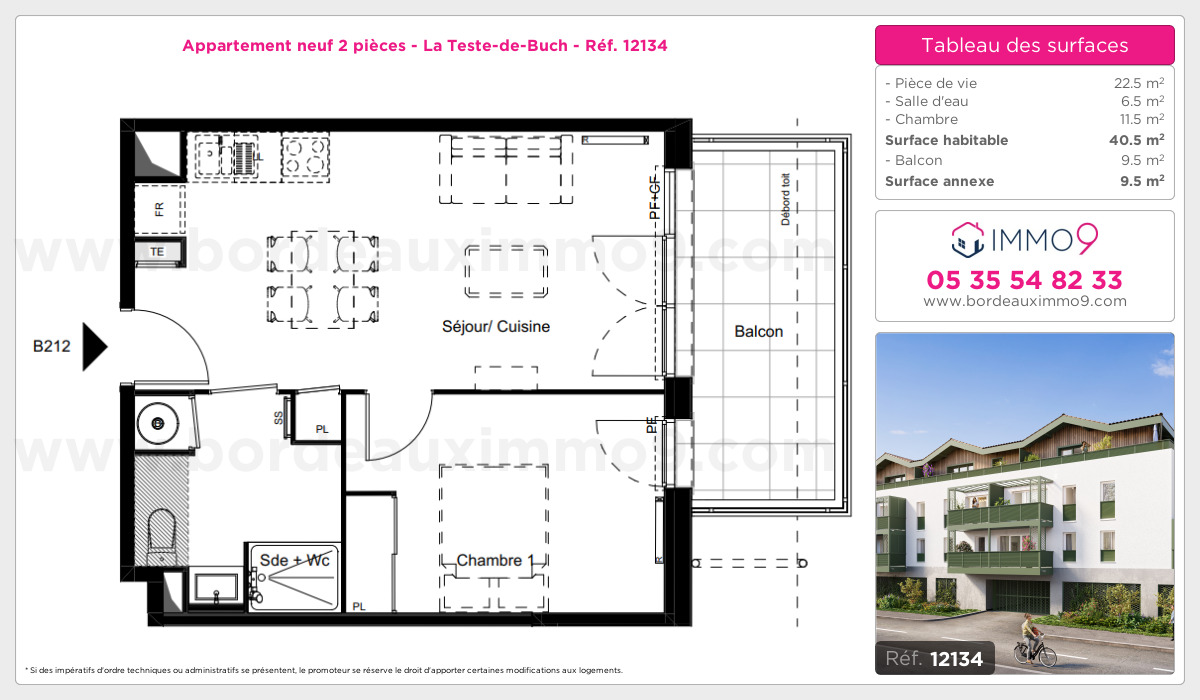 Plan et surfaces, Programme neuf Teste-de-Buch Référence n° 12134