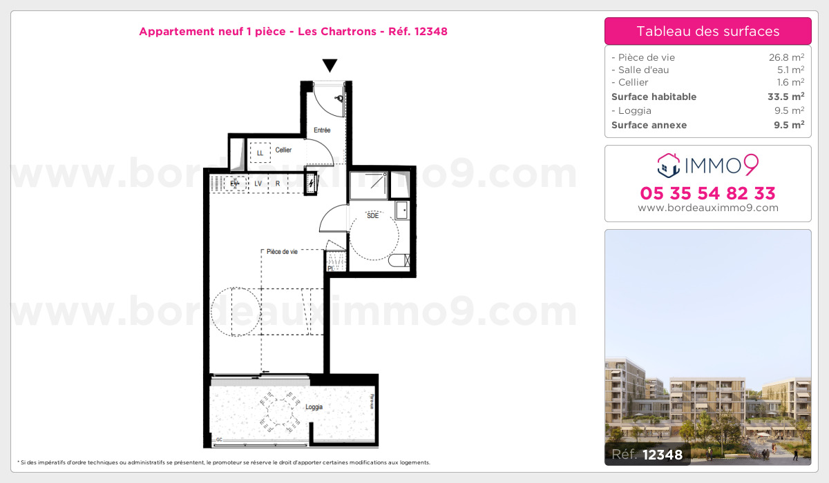 Plan et surfaces, Programme neuf Bordeaux : Chartrons Référence n° 12348