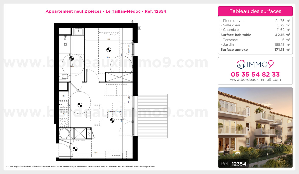 Plan et surfaces, Programme neuf Taillan-Médoc Référence n° 12354