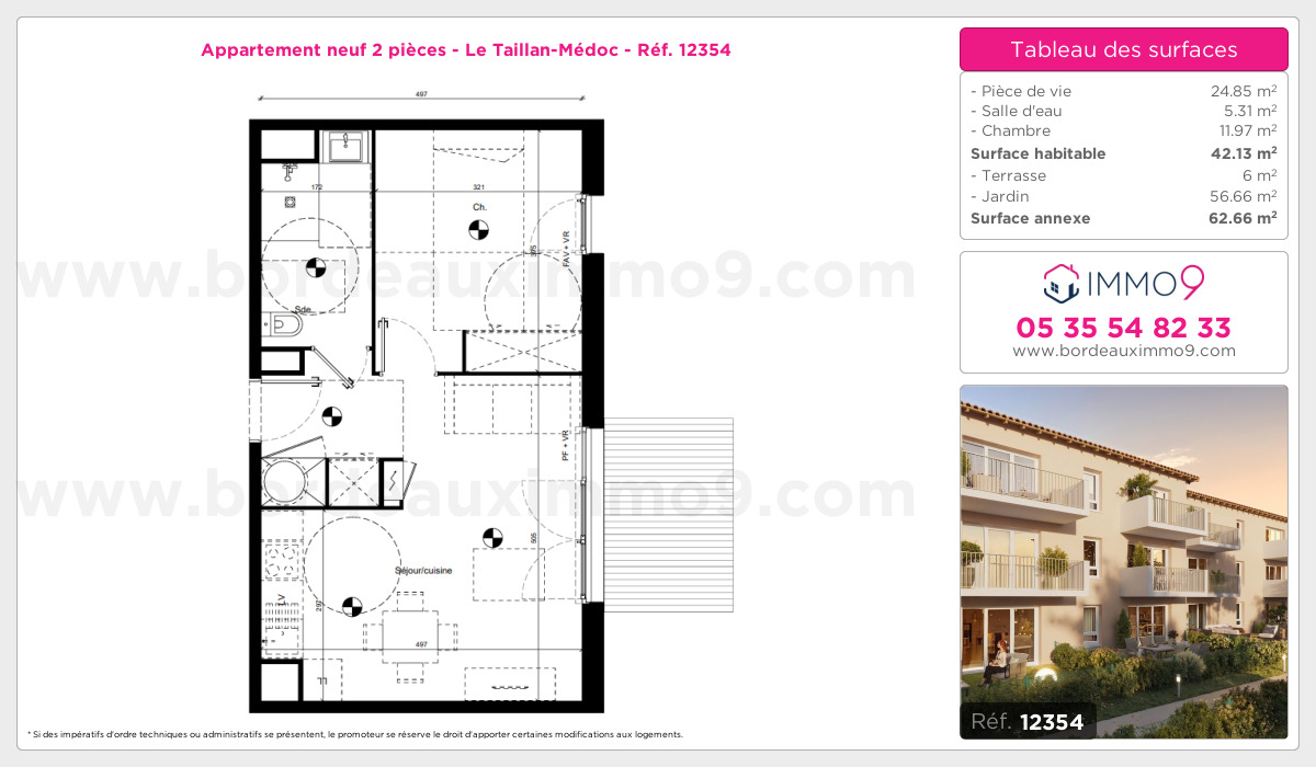 Plan et surfaces, Programme neuf Taillan-Médoc Référence n° 12354