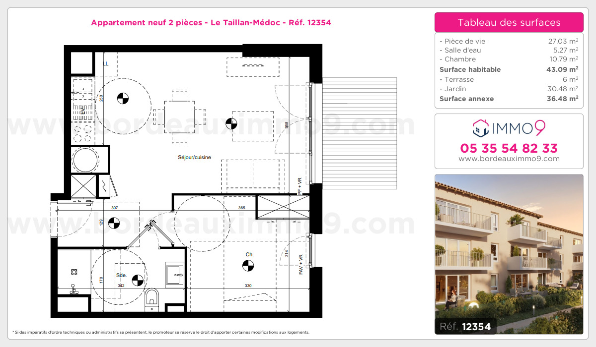 Plan et surfaces, Programme neuf Taillan-Médoc Référence n° 12354