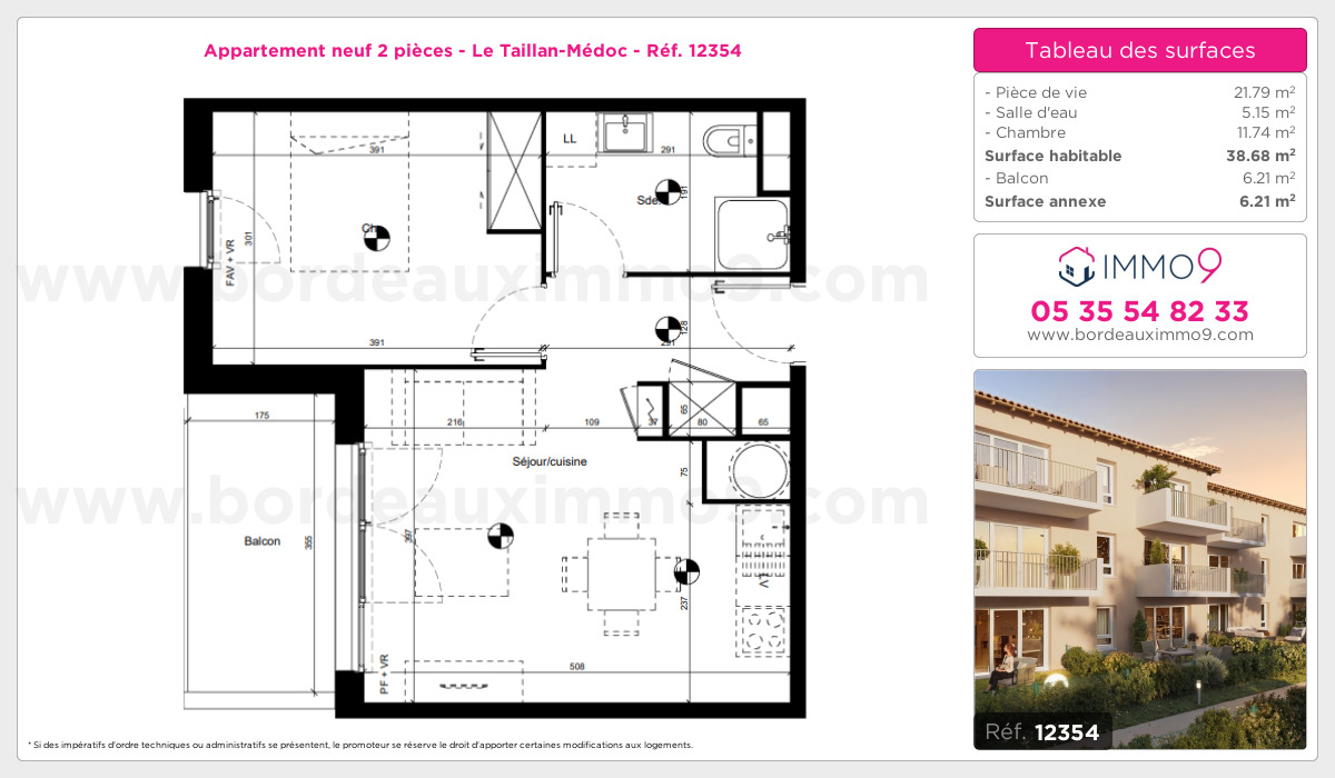 Plan et surfaces, Programme neuf Taillan-Médoc Référence n° 12354