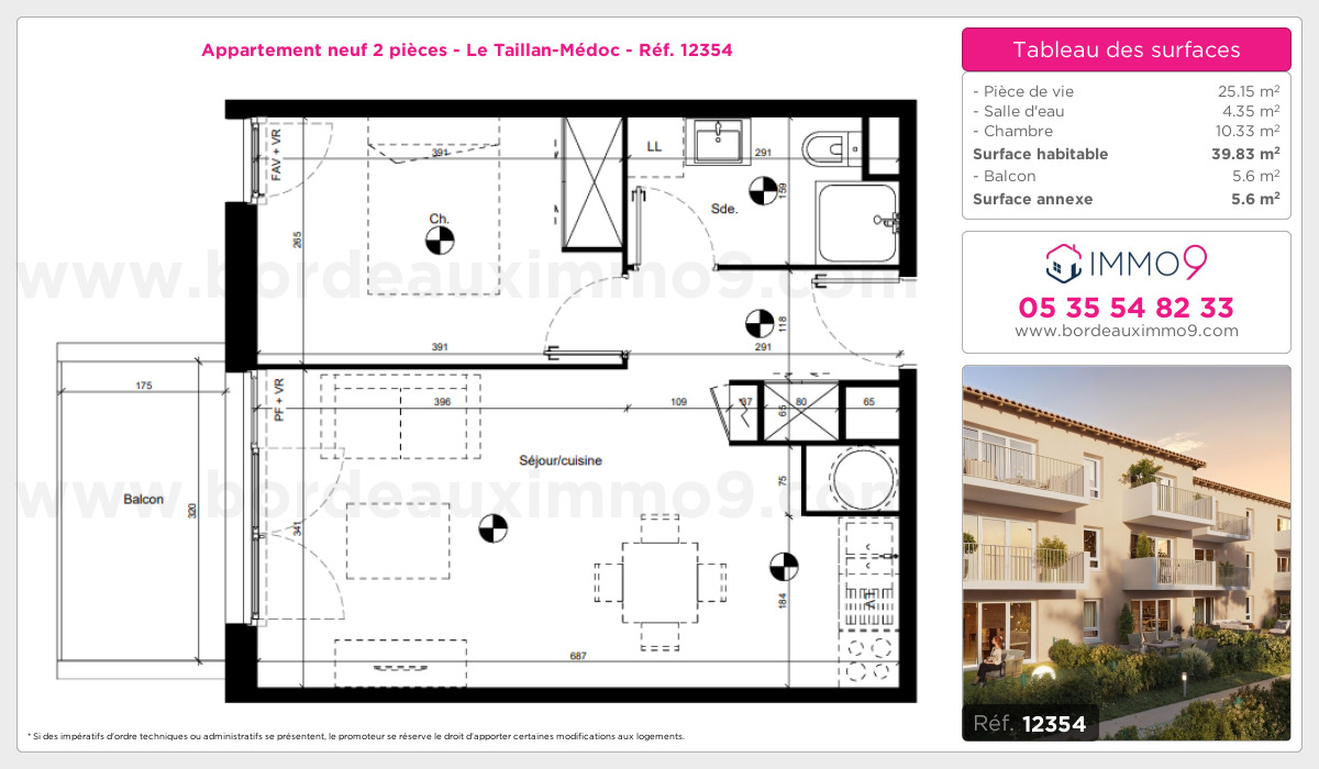 Plan et surfaces, Programme neuf Taillan-Médoc Référence n° 12354