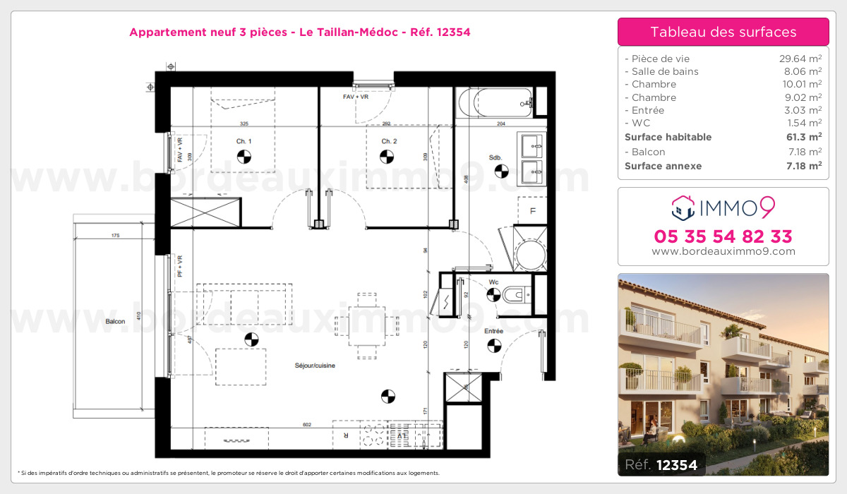 Plan et surfaces, Programme neuf Taillan-Médoc Référence n° 12354