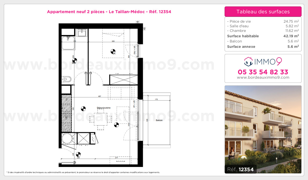 Plan et surfaces, Programme neuf Taillan-Médoc Référence n° 12354