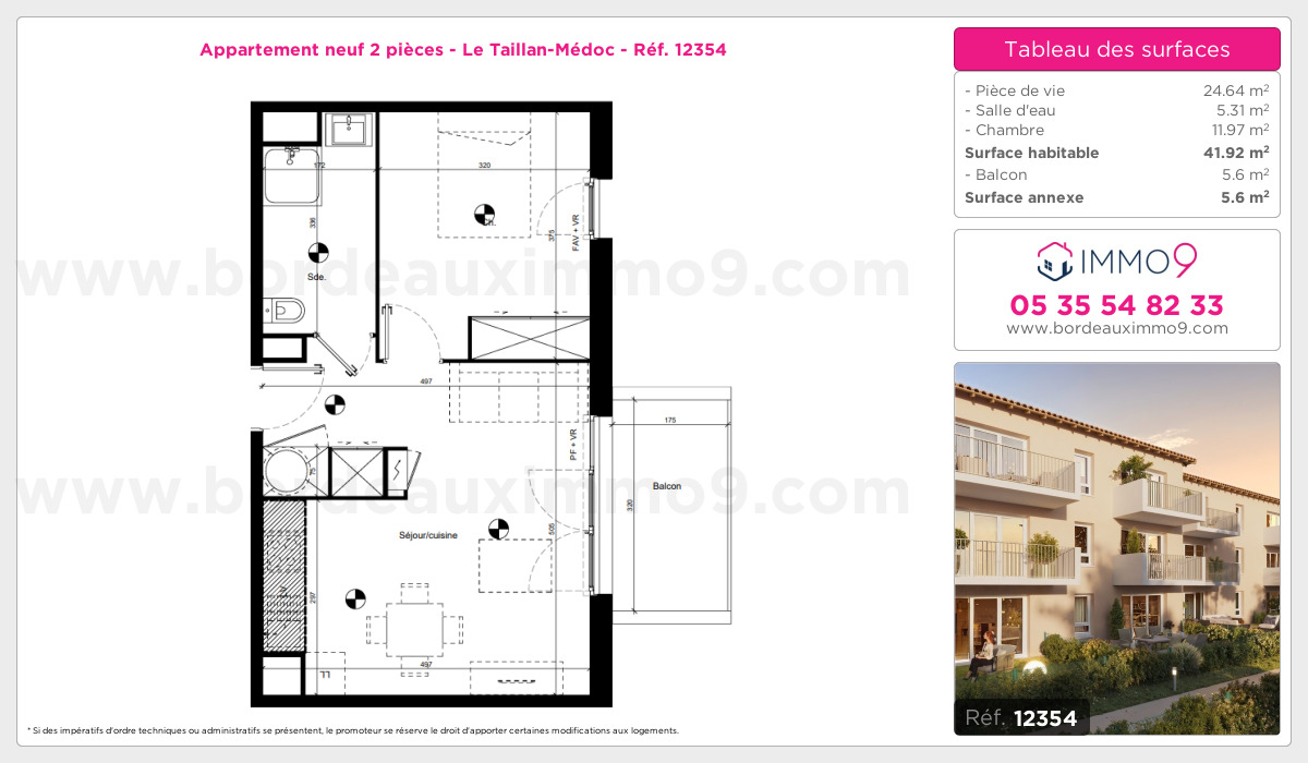 Plan et surfaces, Programme neuf Taillan-Médoc Référence n° 12354