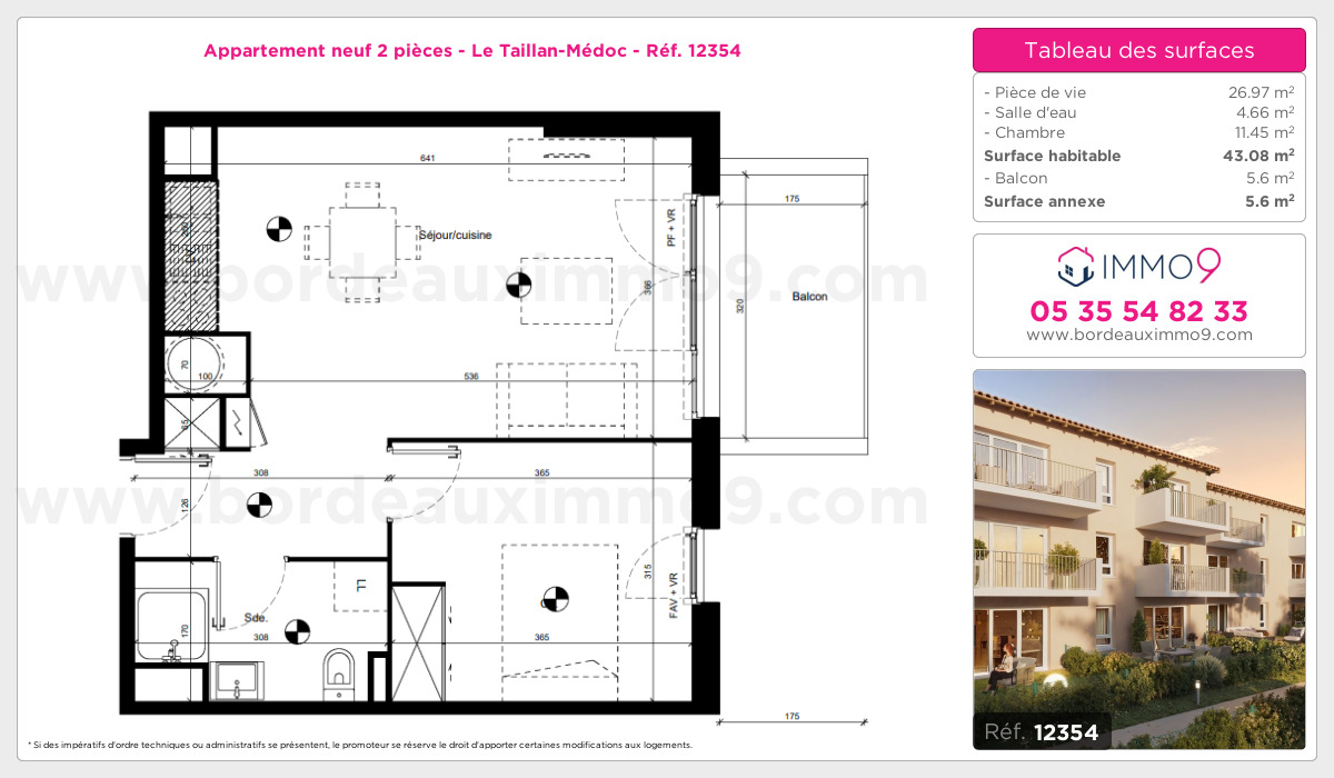 Plan et surfaces, Programme neuf Taillan-Médoc Référence n° 12354
