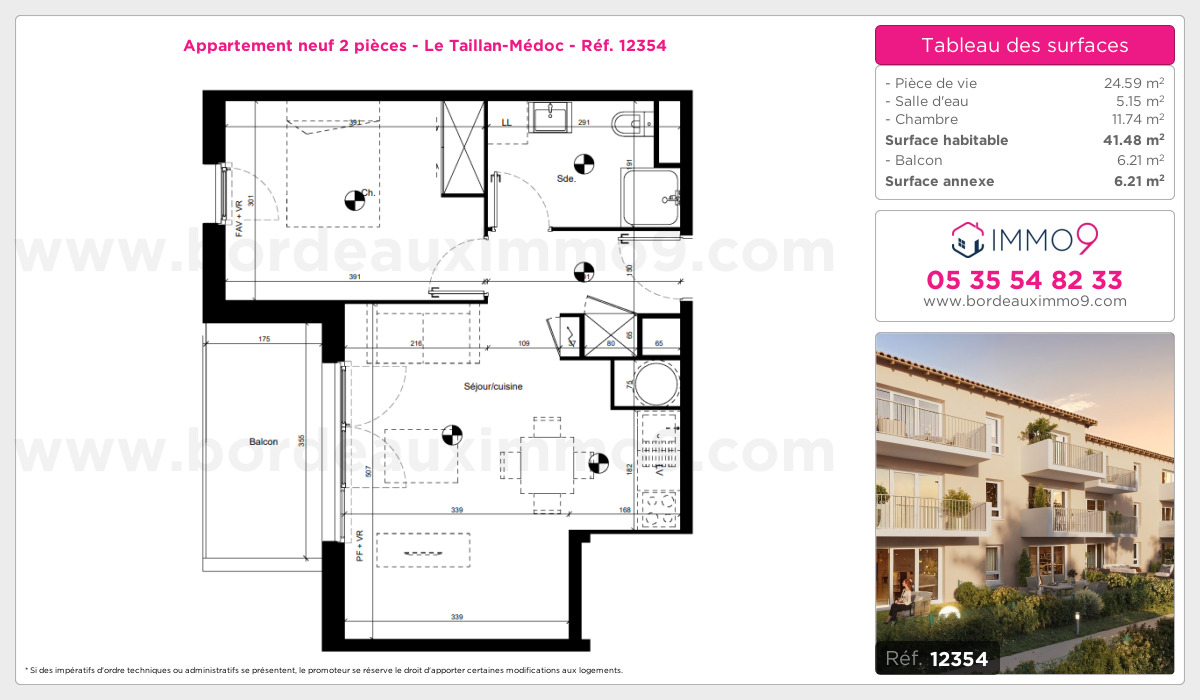 Plan et surfaces, Programme neuf Taillan-Médoc Référence n° 12354