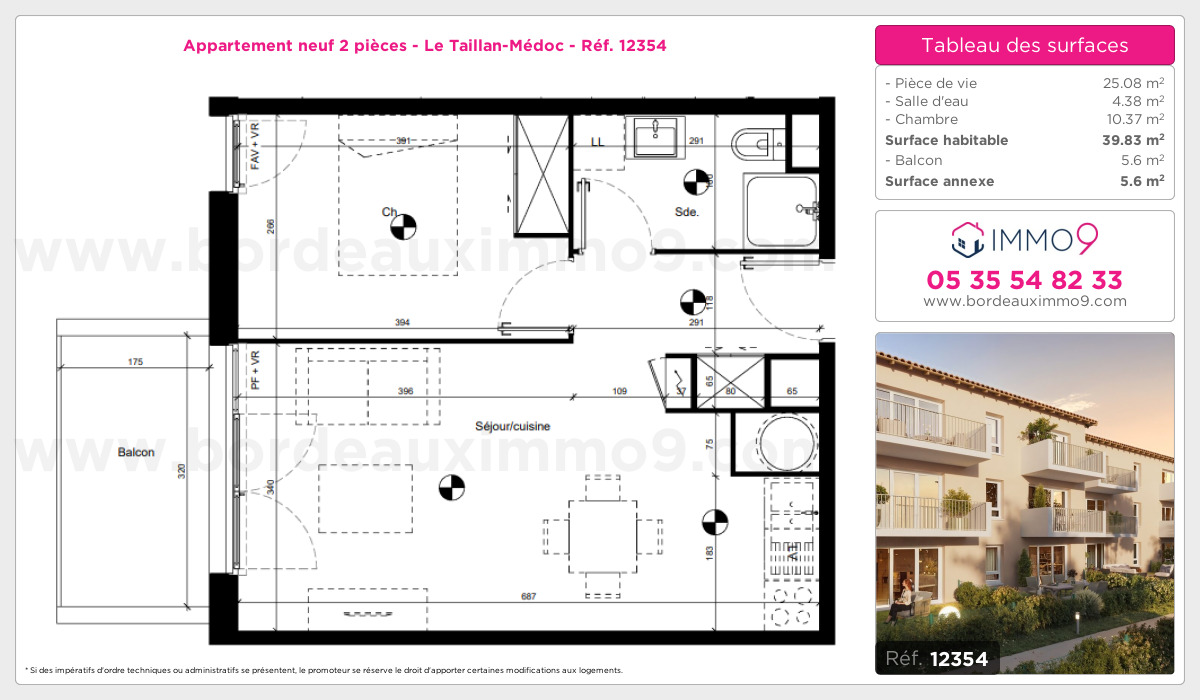 Plan et surfaces, Programme neuf Taillan-Médoc Référence n° 12354