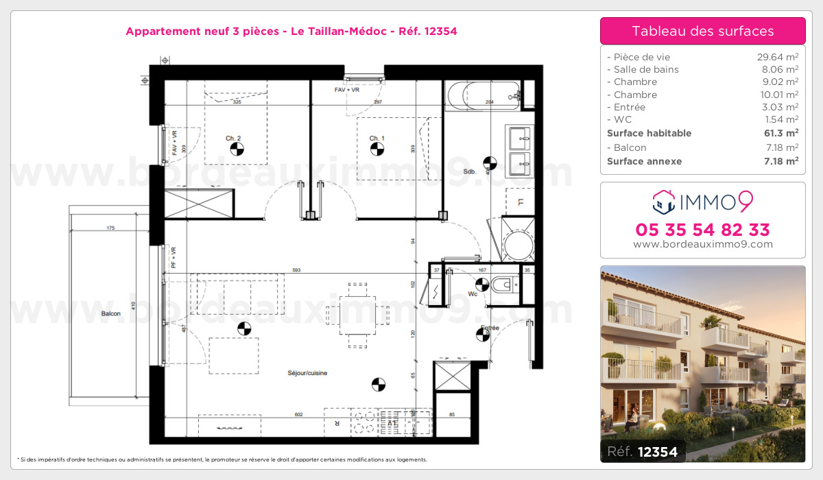 Plan et surfaces, Programme neuf Taillan-Médoc Référence n° 12354