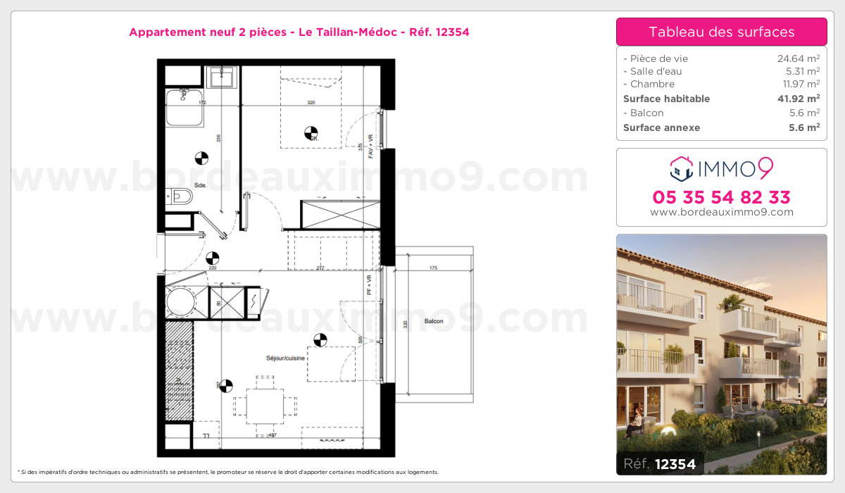 Plan et surfaces, Programme neuf Taillan-Médoc Référence n° 12354